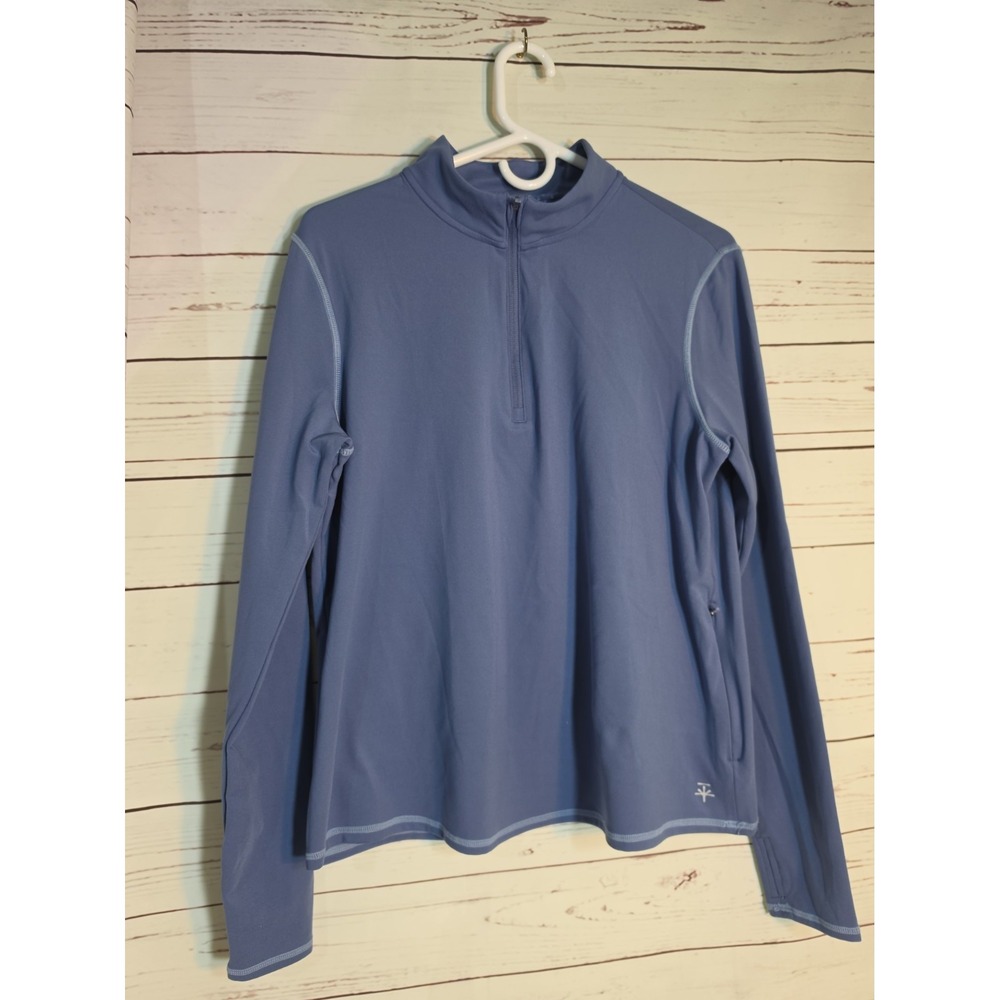 Soybu Active Top Women, Blue, Quarter Zip Thumbhole Long Sleeve Pullover size XL